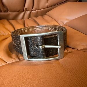 Vintage Classic Brown Distressed Leather Men's Belt - Size 38
